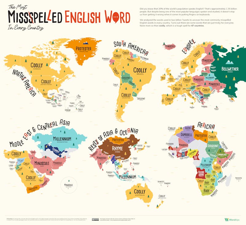Most Misspelled English Word World-Map